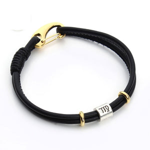 12 Constellations Black Leather Bracelets