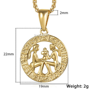 12 Constellation Zodiac Sign Necklaces Unisexe