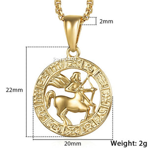 12 Constellation Zodiac Sign Necklaces Unisexe