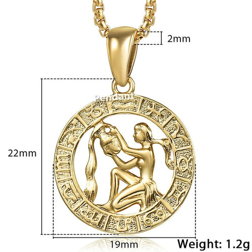 12 Constellation Zodiac Sign Necklaces Unisexe