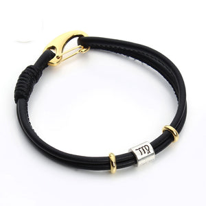 12 Constellations Black Leather Bracelets