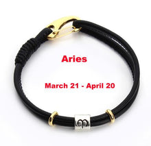 Load image into Gallery viewer, 12 Constellations Black Leather Bracelets