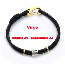 Load image into Gallery viewer, 12 Constellations Black Leather Bracelets