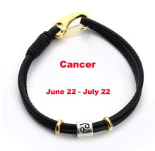 Load image into Gallery viewer, 12 Constellations Black Leather Bracelets