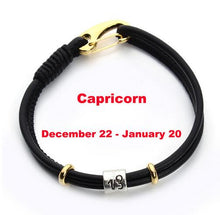 Load image into Gallery viewer, 12 Constellations Black Leather Bracelets