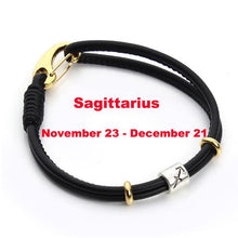 Load image into Gallery viewer, 12 Constellations Black Leather Bracelets