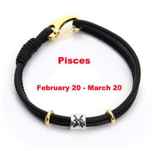 Load image into Gallery viewer, 12 Constellations Black Leather Bracelets