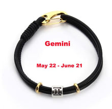 Load image into Gallery viewer, 12 Constellations Black Leather Bracelets