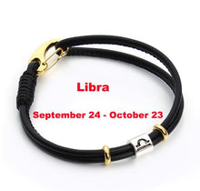 Load image into Gallery viewer, 12 Constellations Black Leather Bracelets