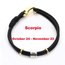 Load image into Gallery viewer, 12 Constellations Black Leather Bracelets